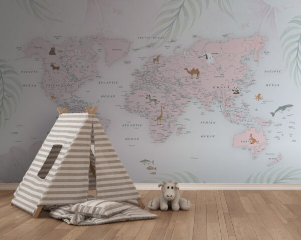 Carte du monde avec animaux Carte du monde avec animaux
