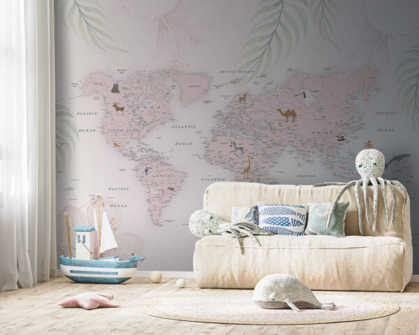 Carte du monde avec animaux Carte du monde avec animaux