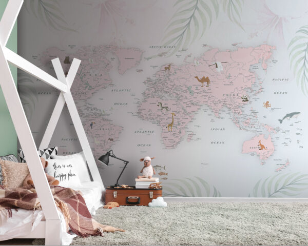 Carte du monde avec animaux Carte du monde avec animaux