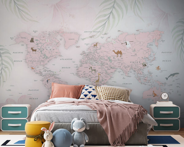 Carte du monde avec animaux Carte du monde avec animaux