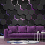 Papier peint Groupe d'hexagones noirs
