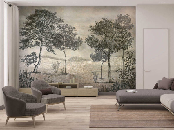 Dessin d'arbres dans un champ Dessin d'arbres dans un champ