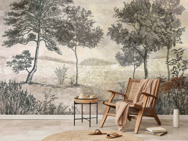 Dessin d'arbres dans un champ Dessin d'arbres dans un champ