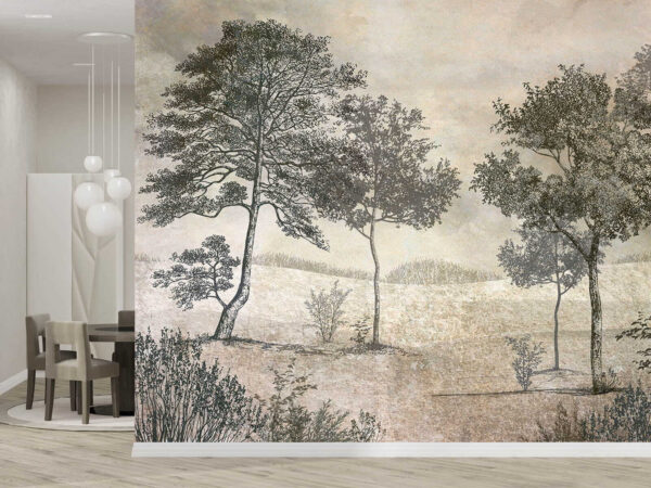 Dessin d'arbres dans un champ Dessin d'arbres dans un champ