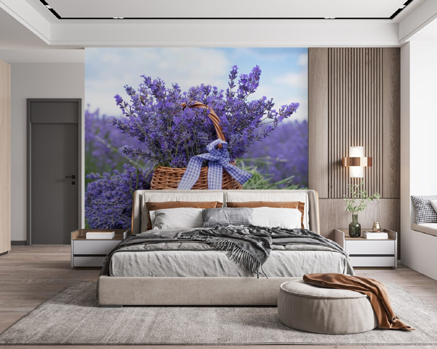 Papier peint Panier de fleurs violettes – Image 2