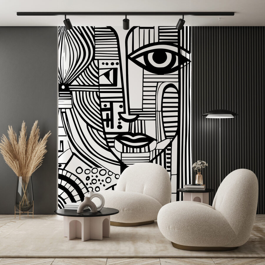 Dessin en noir et blanc d&#8217un visage de femme
