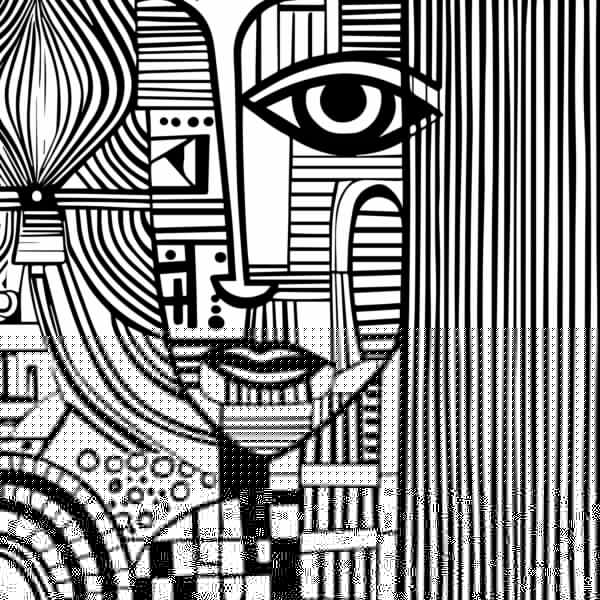 Dessin en noir et blanc d’un visage de femme Dessin en noir et blanc d’un visage de femme