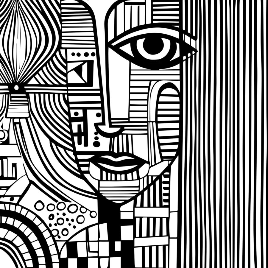 Dessin en noir et blanc d&#8217un visage de femme
