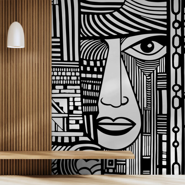 Dessin d'un visage en noir et blanc Dessin d'un visage en noir et blanc