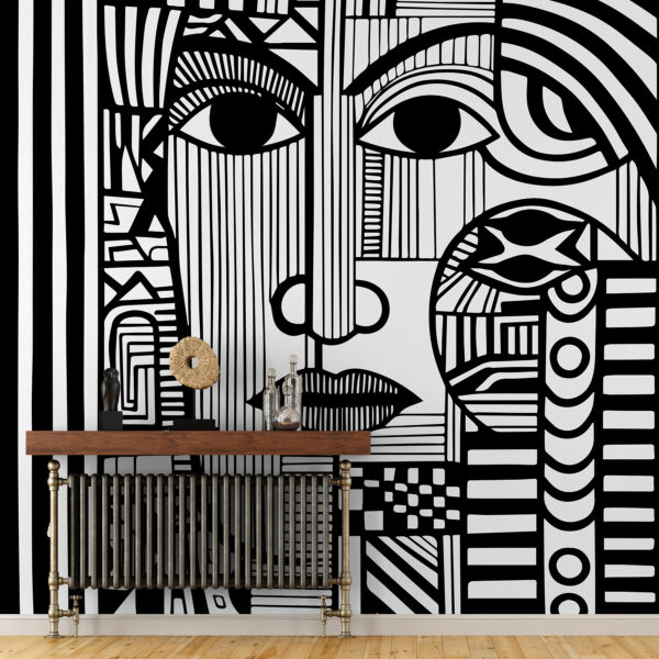 Dessin d'un visage en noir et blanc Dessin d'un visage en noir et blanc