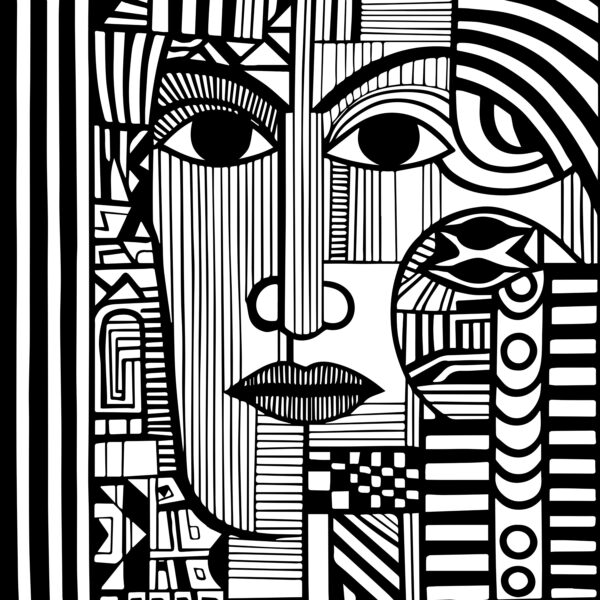 Dessin d'un visage en noir et blanc Dessin d'un visage en noir et blanc