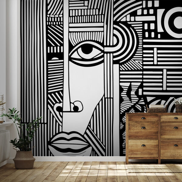 Dessin d'un visage en noir et blanc Dessin d'un visage en noir et blanc