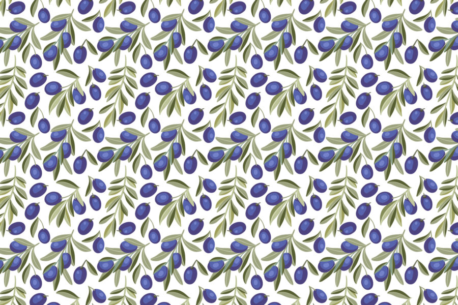 Motif de baies et de feuilles bleues