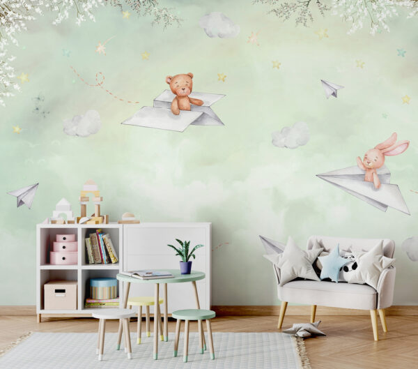 Un avion en papier et des ours en peluche Un avion en papier et des ours en peluche