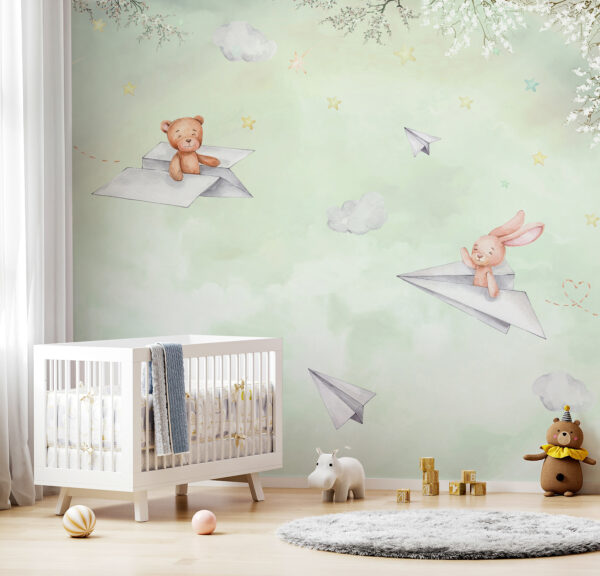 Un avion en papier et des ours en peluche Un avion en papier et des ours en peluche