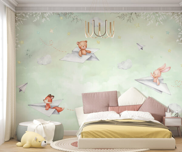 Un avion en papier et des ours en peluche Un avion en papier et des ours en peluche