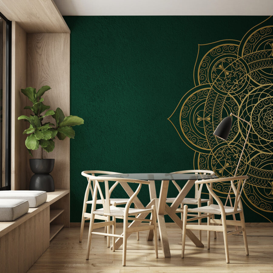 Élégants tourbillons sur toile émeraude