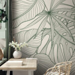 Papier peint Élégant motif de feuillage vert