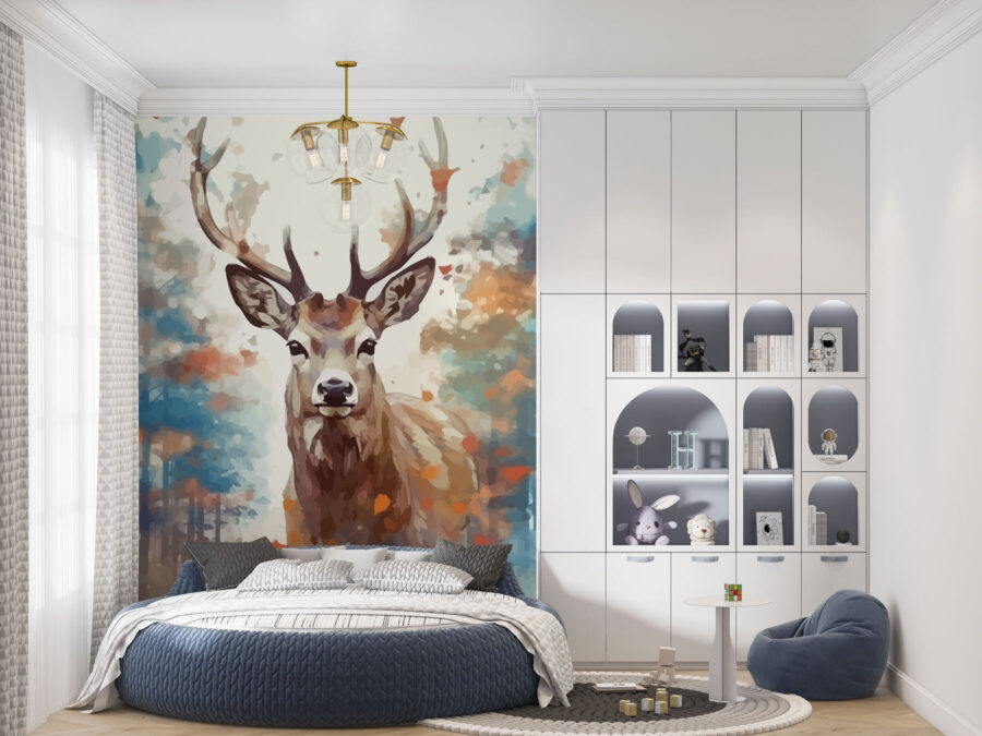Peinture d'un cerf avec des bois Peinture d'un cerf avec des bois