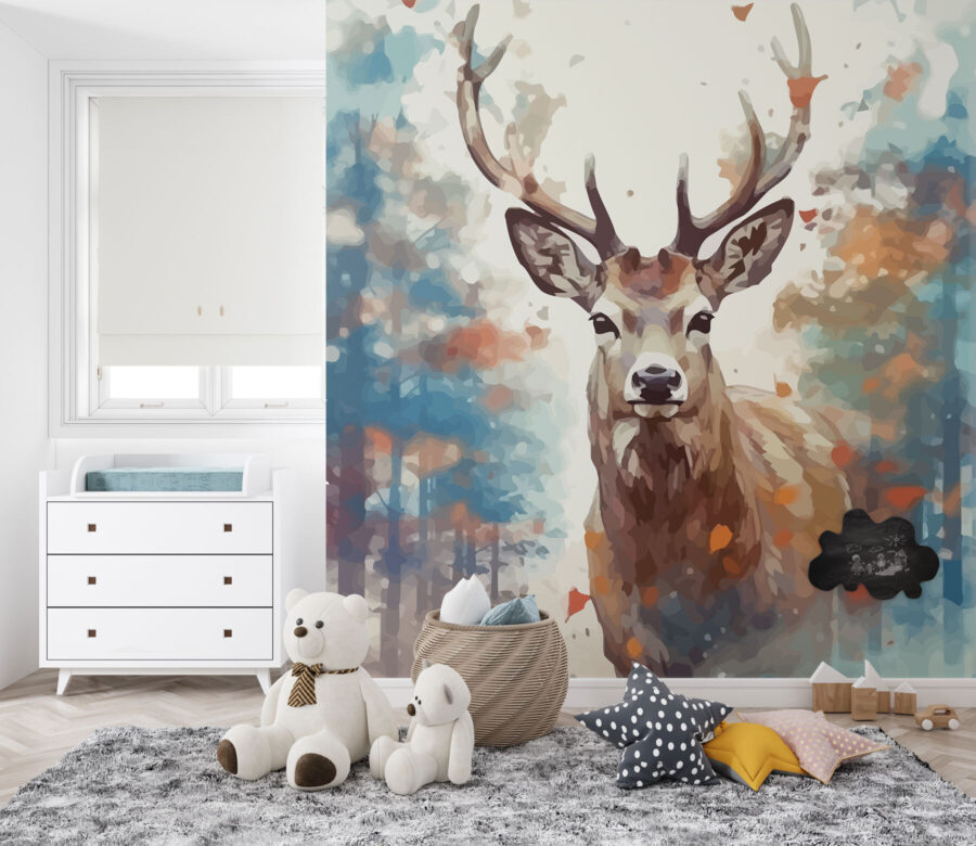 Peinture d'un cerf avec des bois Peinture d'un cerf avec des bois