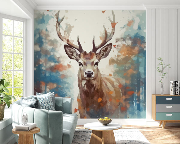 Peinture d'un cerf avec des bois Peinture d'un cerf avec des bois