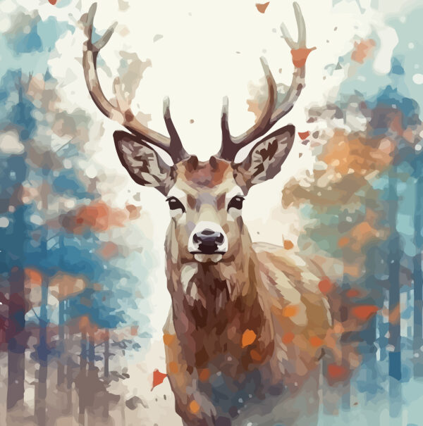 Peinture d'un cerf avec des bois Peinture d'un cerf avec des bois