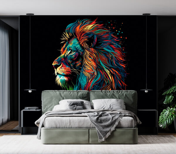 Un lion coloré à la longue crinière Un lion coloré à la longue crinière