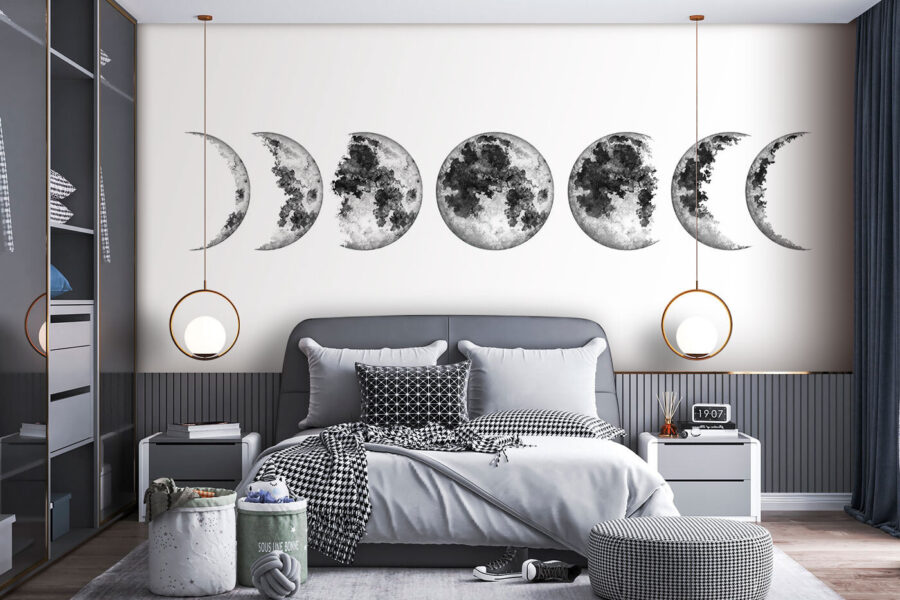 Une rangée de phases de la lune