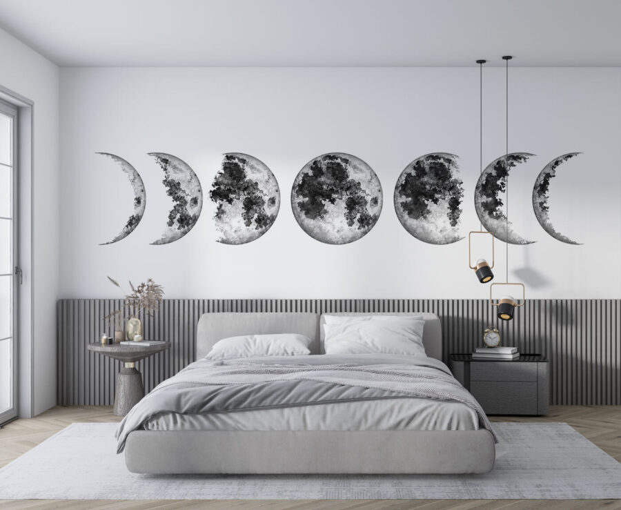 Une rangée de phases de la lune