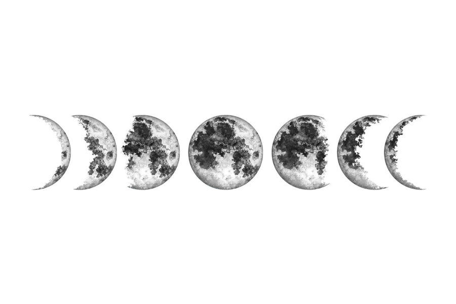 Une rangée de phases de la lune
