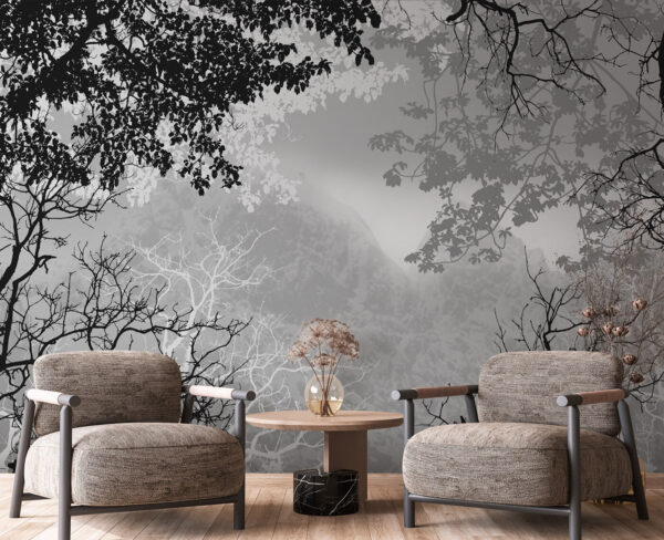 Un groupe d'arbres avec des branches et des feuilles Un groupe d'arbres avec des branches et des feuilles