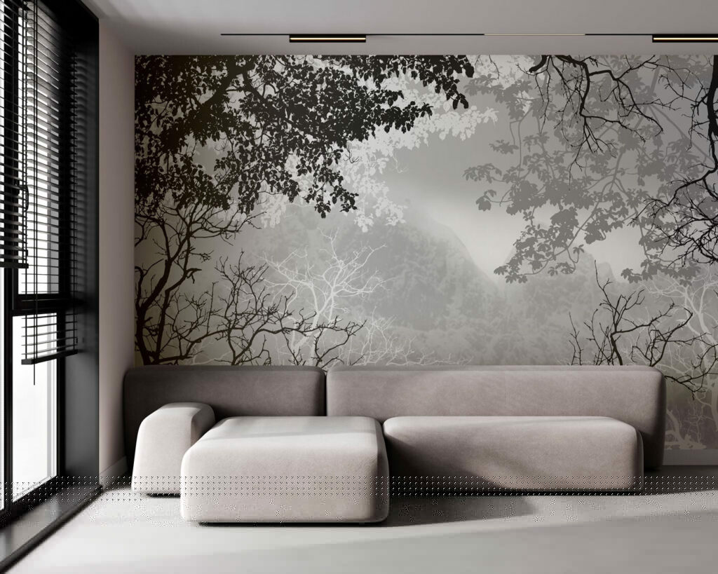 A group of trees with branches and leaves A group of trees with branches and leaves