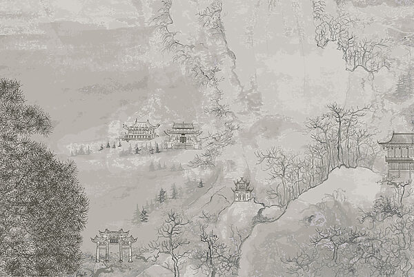 Peinture de bâtiments sur une montagne Peinture de bâtiments sur une montagne
