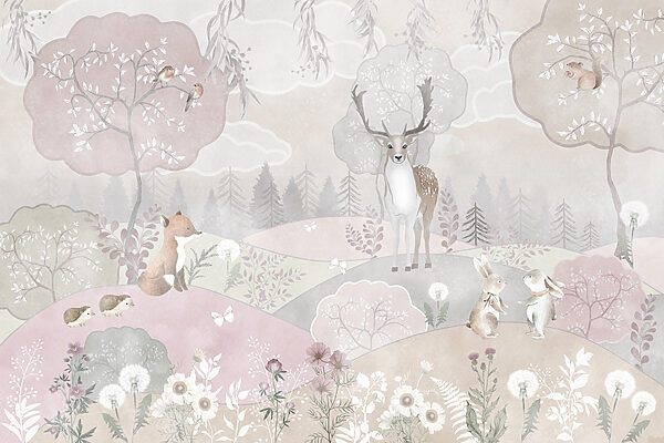 A wallpaper with animals and trees A wallpaper with animals and trees