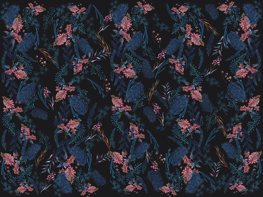 Un motif de fleurs et de feuilles
