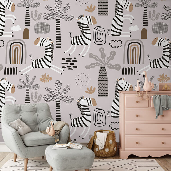 Un motif de zèbres et d'arbres Un motif de zèbres et d'arbres