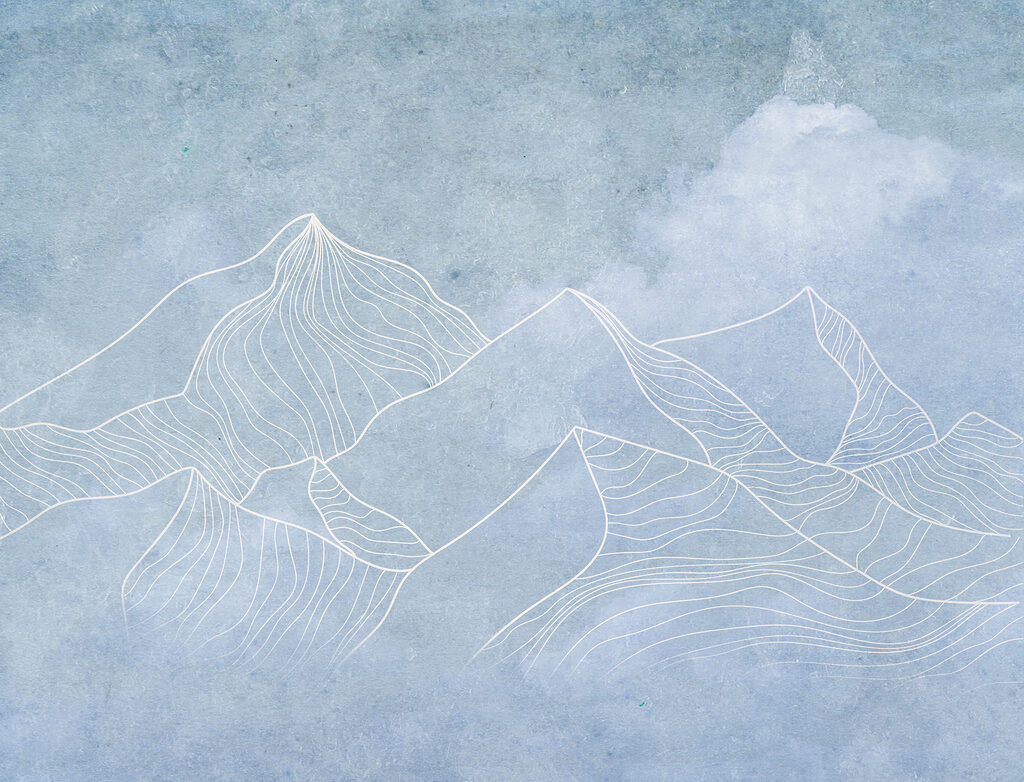 Un dessin de montagnes avec des nuages Un dessin de montagnes avec des nuages