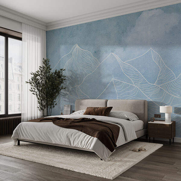Un dessin de montagnes avec des nuages Un dessin de montagnes avec des nuages