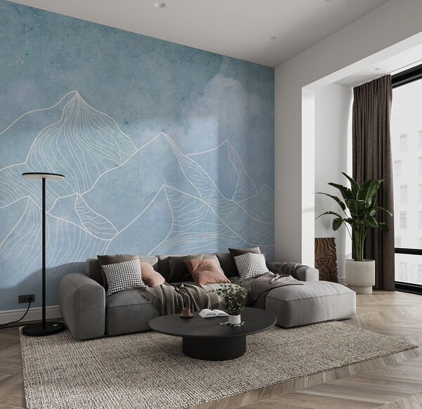 Un dessin de montagnes avec des nuages Un dessin de montagnes avec des nuages