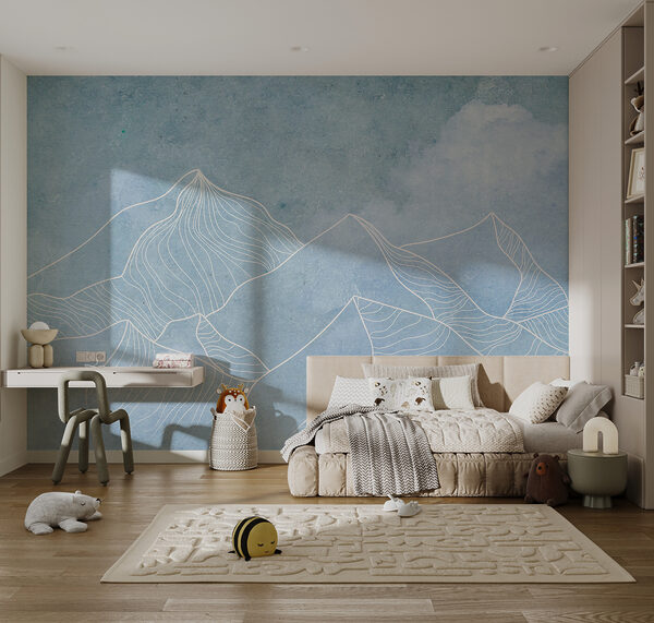 Un dessin de montagnes avec des nuages Un dessin de montagnes avec des nuages