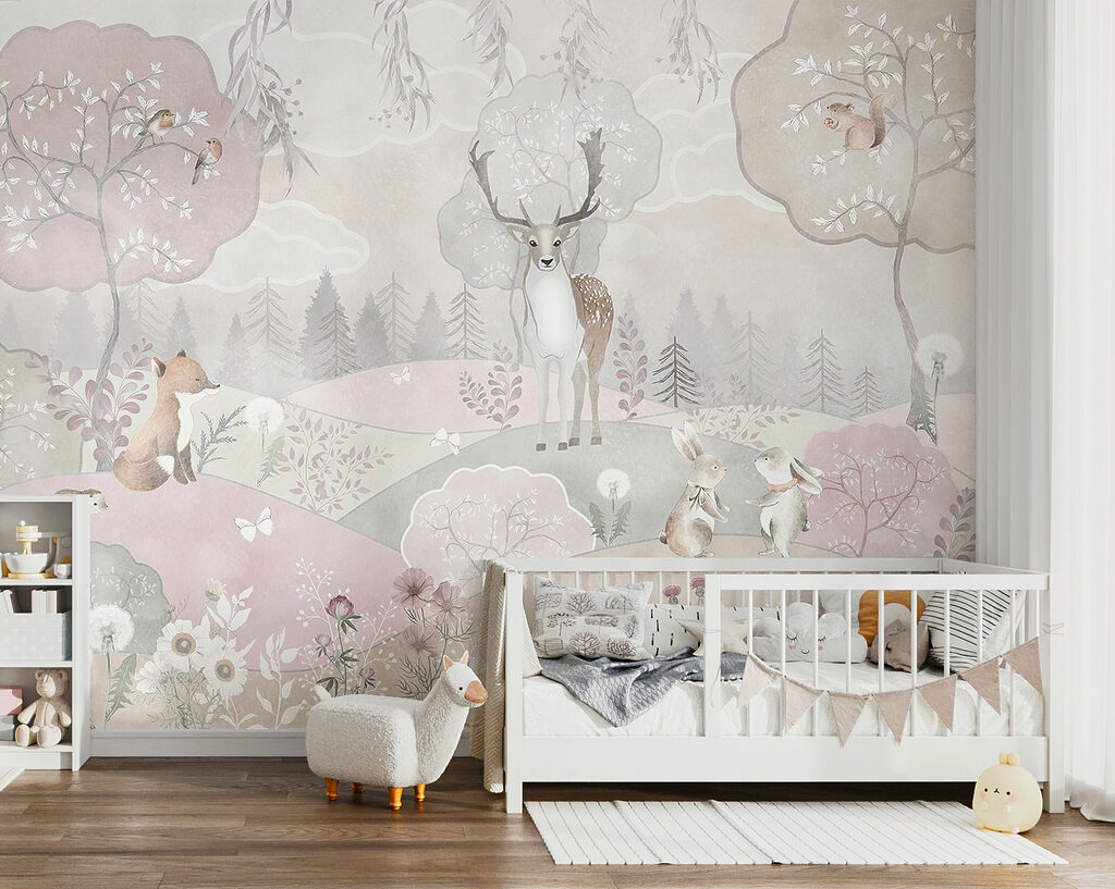 A wallpaper with animals and trees A wallpaper with animals and trees