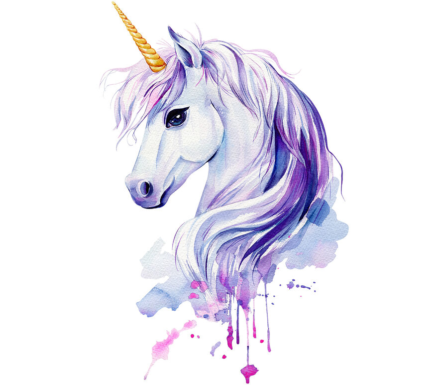 Une aquarelle d'une licorne