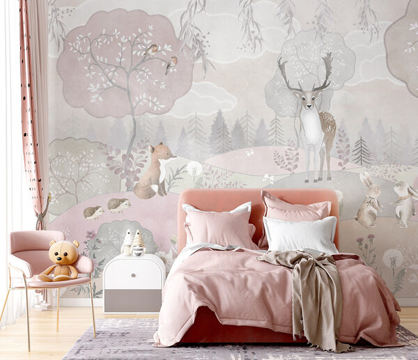 A wallpaper with animals and trees A wallpaper with animals and trees