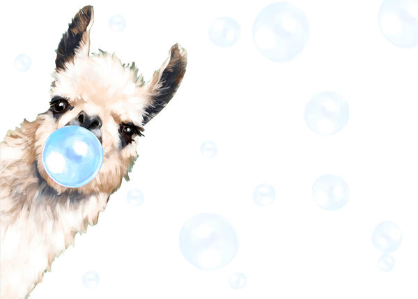 A llama blowing bubbles