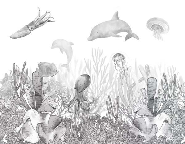 Une vie marine avec des poissons et des méduses Une vie marine avec des poissons et des méduses