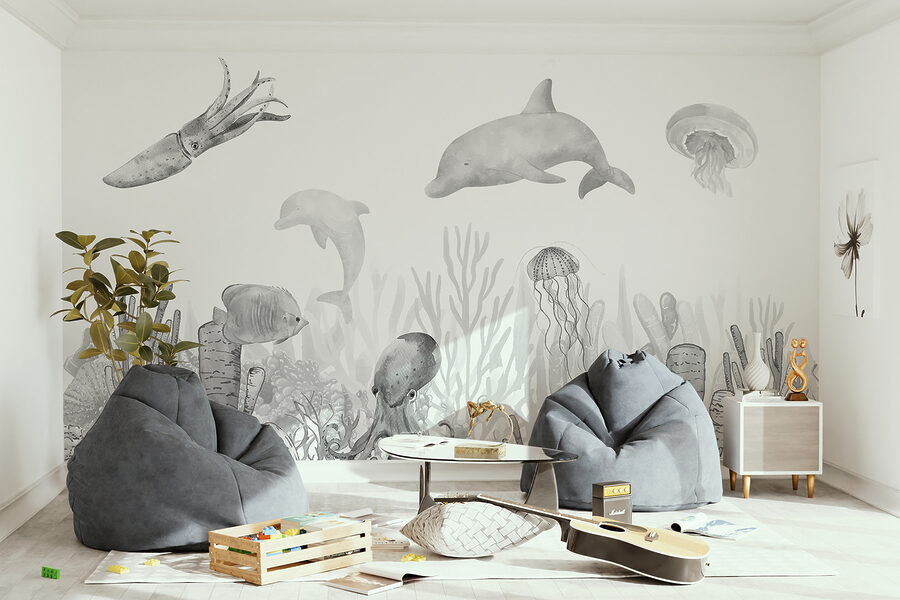 Papier peint Une vie marine avec des poissons et des méduses – Image 2