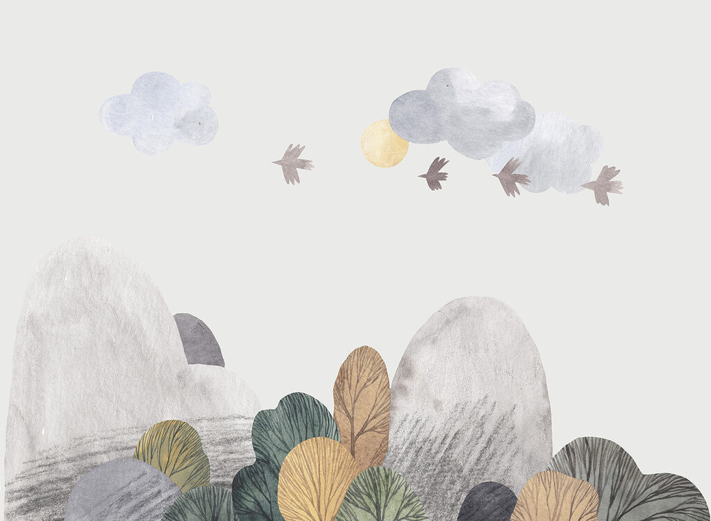 Un paysage avec des arbres et des nuages Un paysage avec des arbres et des nuages
