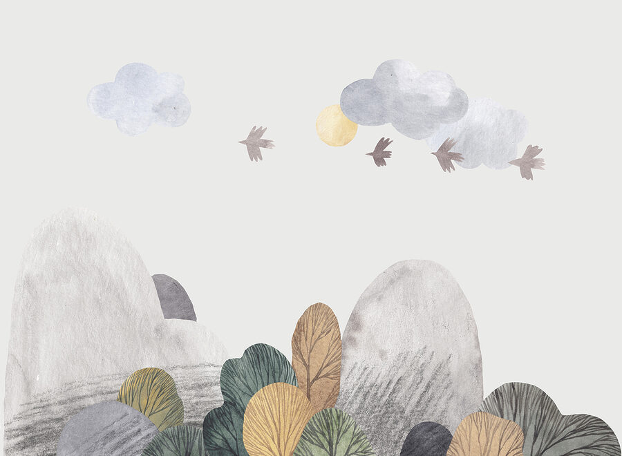 Un paysage avec des arbres et des nuages Un paysage avec des arbres et des nuages