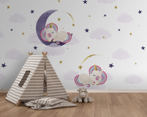 Une licorne dormant sur la lune Une licorne dormant sur la lune