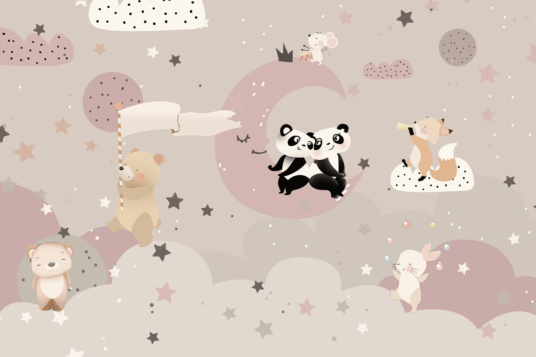 A cartoon of animals on the moon A cartoon of animals on the moon
